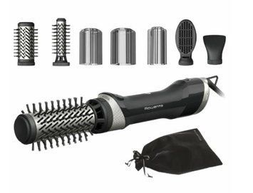 Фен-щетка Rowenta Renewal Brush Active, 1000Вт, 3 режима, иониз-я, хол. обдув, вращающаяся насадка, 5 насадок, керамика, черный UB9540F0 фото