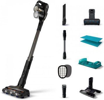 Пилосос Philips безпровідний Aqua Plus, вологе прибирання, конт пил -0,6л, автон. робота до 80хв, НЕРА, турбощітка, LED підсвітка, насадка 360, чорний XC8349/01 фото