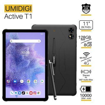 Планшет UMIDIGI Active T1 (MT09) 11" 8ГБ, 128ГБ, LTE, 10000мА&middot;год, Android, чорний 6973553523576 фото