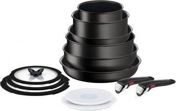 Набір посуду Tefal Ingenio Unlimited, змінна ручка, 13предметів, алюміній, бакеліт, пластик, силікон, скло, чорний L7639002 фото