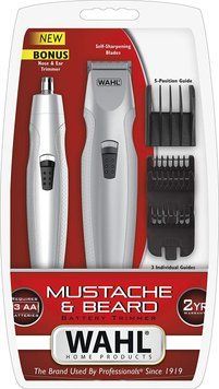 Тример WAHL Mustache & Beard, для бороди і вусів, ААx3, роторний мотор, насадок-4, тример для носа, підставка, сталь, сірий 05606-308 фото