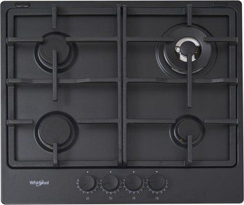 Варочная поверхность Whirlpool газовая, 60см, чугун, конфорка с двойным рядом пламени, черный TGML661NB фото