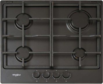 Варочная поверхность Whirlpool газовая, 60см, чугун, турбо-конфорка, черный TGML660NB фото