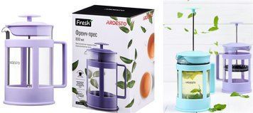 Френч-пресс Ardesto Fresh, 800мл, боросиликатное стекло, пластик, прозрачный, лиловый AR1008LF фото