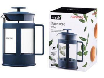 Френч-пресс Ardesto Fresh, 800мл, боросиликатное стекло, пластик, прозрачный, синий AR1008BEF фото