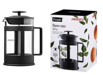 Френч-пресс Ardesto Fresh, 800мл, боросиликатное стекло, пластик, прозрачный, черный AR1008BLF фото
