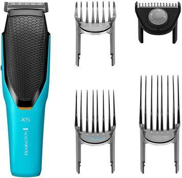 Машинка для стрижки Remington Power X Series X5, мережа+акум., роторний мотор, насадок-4, сталь, чорно-бірюзовий HC5000 фото