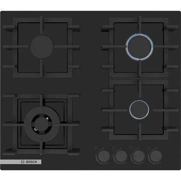 Варочная поверхность Bosch газовая на стекле, 60см, чугун, черный PNK6B6P40R фото