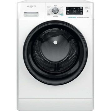 Пральна машина Whirlpool фронтальна, 8кг, 1200, A+++, 60см, дисплей, пара, інвертор, люк чорний, білий FFB8248BVUA фото