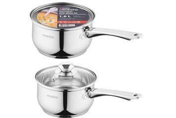 Ківш зі скляною кришкою Ardesto Gemini Gourmet Spoleto, 1.6л, нержавіюча сталь AR1916GSS фото