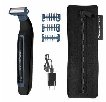 Тример Rowenta Forever Sharp Sport Collection, для бороди і вусів, мережа+акум., роторний мотор, насадок-3, сталь, чорно-синій TN6011F0 фото