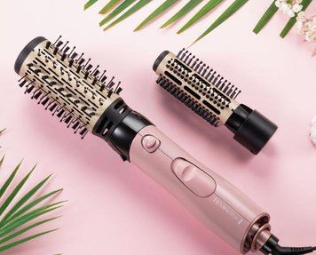 Фен-щетка Remington Coconut Smooth, 1000Вт, 2 режима, ионизация, холл. обдув, 2 насадки, черно-розовый AS5901 фото