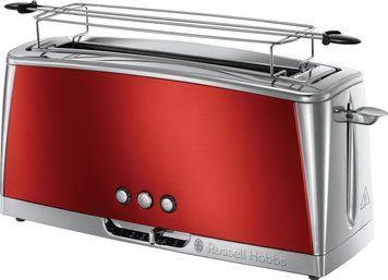Тостер Russell Hobbs Luna Solar 1420Вт, довгі слоти, підігрів, розморожування, метал, червоний 23250-56 фото