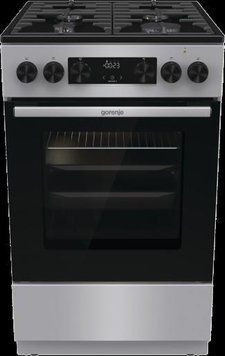 Плита Gorenje комбінована, 70л, 50x60см, дисплей, чавун, нерж GK5C42SF фото