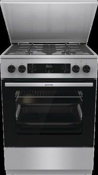 Плита Gorenje комбінована, 71л, 60x60см, дисплей, чавун,з кришкою, програматор IconLed,нерж GKS6C71XF фото