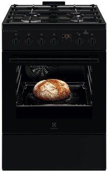 Плита Electrolux комбінована, 58л, 60x60см, дисплей, конвекція, чавун, пара, чорний LKK660220K фото