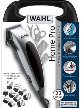 Машинка для стрижки WAHL HomePro, от сети, вибрационный мотор, насадок-8, кейс,ножницы, расческа в компл, сталь, черно-серебристый 09243-2216 фото